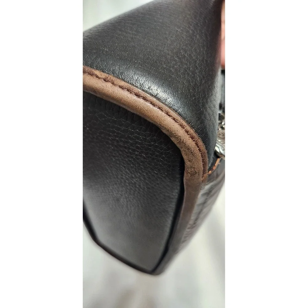 Brighton Black Leather Shoulder Bag Croc Embossed Organizer Wallet Purse Brown